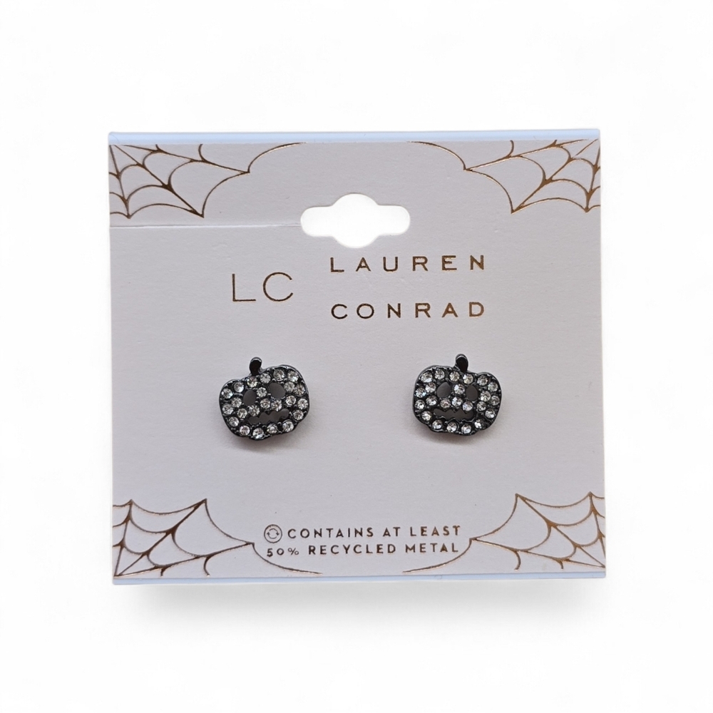 Lauren Conrad Black Pumpkin Rhinestone Earrings